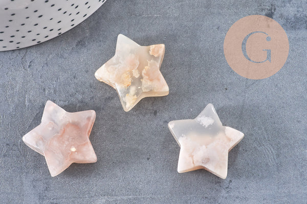 Décorations pour la maison en agate de fleurs de cerisier naturelles, étoiles du nord, x1 G8249