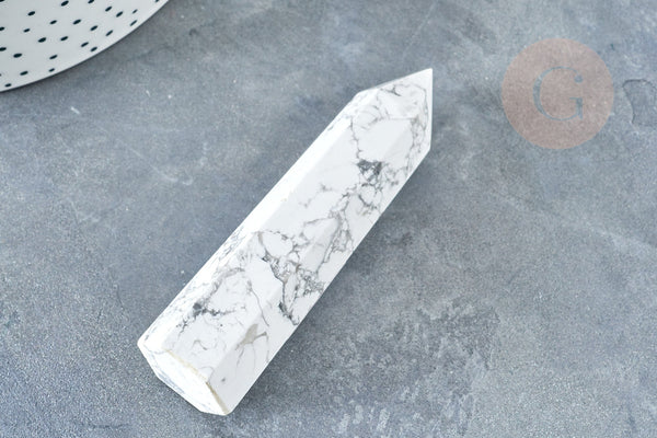 EP A RENOUVELER-Pointe howlite naturel 70-80mm, pierre naturelle séance lithothérapie, la pièce G8414