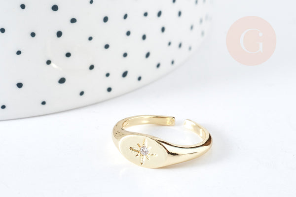 EP Bague chevalière étoile laiton doré 304 inoxdydable 17.2mm, x1