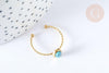 EP-Bague fine réglable pierre turquoise acier doré inoxydable Taille 54, x1 (G7029)