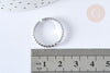 EP-Bague réglable fine zircon acier inoxydable argent 304 Taille 63, x1 (G7057)