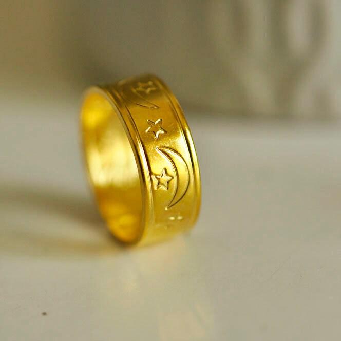 EP Bague réglable lune etoiles 14mm, les 2-G1863