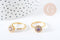 EP Bague rotative réglable laiton doré zircons blancs et violets 18.5mm, x1 (G8889)