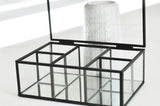 EP Boite à bijoux en verre métal noir rectangle,rangement bijoux, boite verre vintage décoration minimaliste, boîte verre, 18cm,G4886