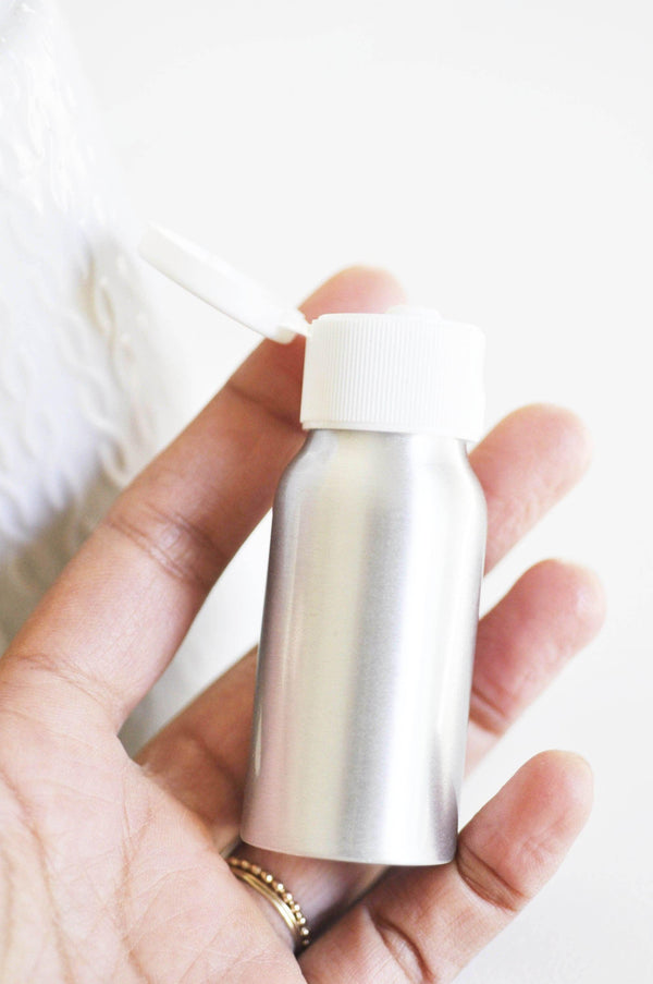 EP -Bouteille aluminium brossé bouchon plastique, bouteille métal,emballage cosmétique, flacon cosmétique, cosmétique maison,8x3cm,30ml-G2073