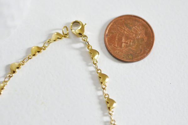 EP Bracelet acier dorée 14k cœur,un bracelet fantaisie sans nickel en acier inoxydable doré,2mm,21cm, x1 G5343