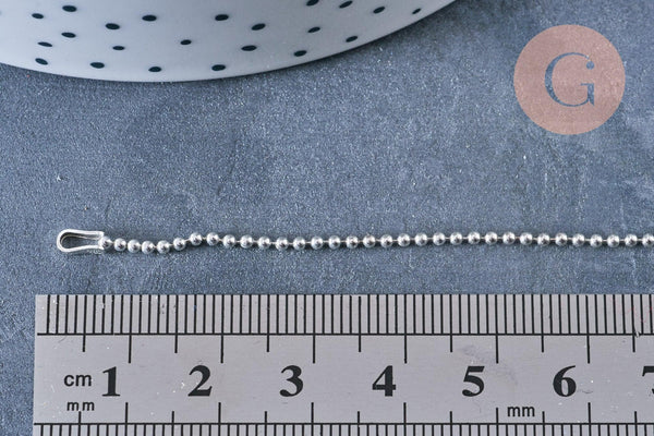 EP Bracelet chaine de cheville boule très fine argent 925 massif 22.8cm, chaine en argent pour création bijoux, x1 G8228