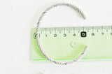EP Bracelet jonc réglable finition or blanc tressé 65x55mm, x1 (G2586)