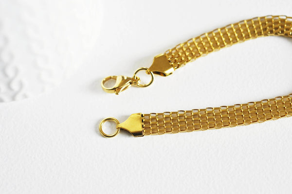 EP Bracelet maille acier doré 14k, bracelet doré,création bijoux,bracelet acier doré,sans nickel,bracelet acier chirurgical, 23cm G354