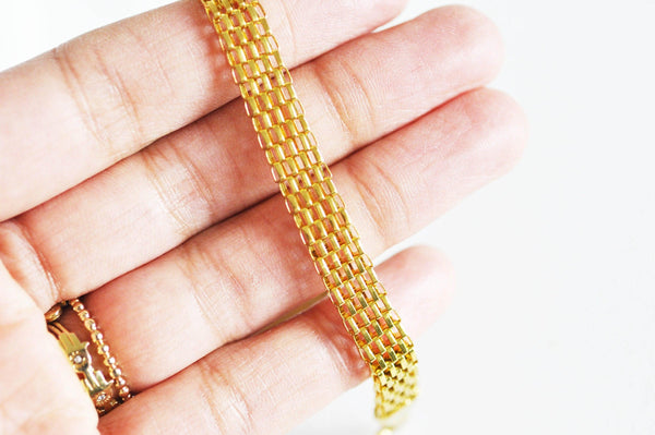 EP Bracelet maille acier doré 14k, bracelet doré,création bijoux,bracelet acier doré,sans nickel,bracelet acier chirurgical, 23cm G354