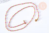 EP Bracelet ou collier acier doré 14k résine rose foncé, 1.5mm,20.5cm, x1 G4210