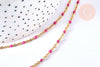 EP Bracelet ou collier acier doré 14k résine rose foncé, 1.5mm,20.5cm, x1 G4210