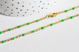 EP Bracelet ou collier acier doré 14k résine verte chaine doree, bracelet chaîne fine,création bijou,1.5mm,20.5cm, x1 G3600