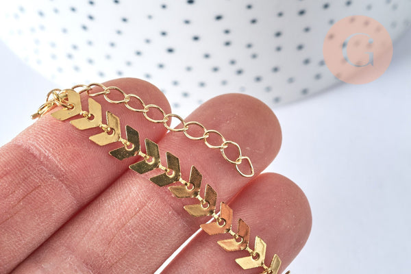 EP Bracelet réglable arrête de poisson acier inoxydable doré 14k 16cm, x1 G5969