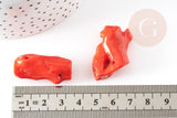 Branche corail naturel rouge orange percée perles coquillage x1 (G0594)