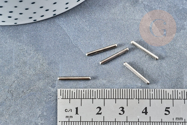 EP Breloque Tube percé laiton argenté, fabrication de bijou, laiton breloque, laiton argenté, 19mm