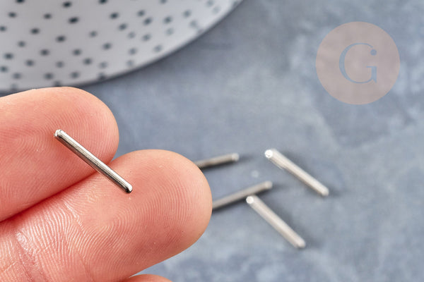 EP Breloque Tube percé laiton argenté, fabrication de bijou, laiton breloque, laiton argenté, 19mm