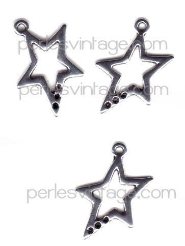 EP Breloques étoiles évidées argent,fournitures créatives,argent tibétain, pendentif argent, création bijoux,2.4cm, x 2-