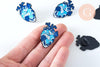 EP-Broche coeur vague océan mystique doré émail noir 33x23mm, x1 (G6382)