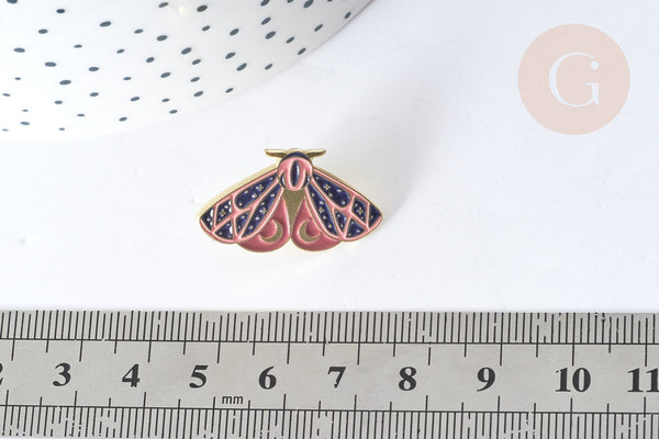 EP-Broche pin's papillon mystique zamac doré 15.5x27mm, customisation vêtement, x1 (G7848)