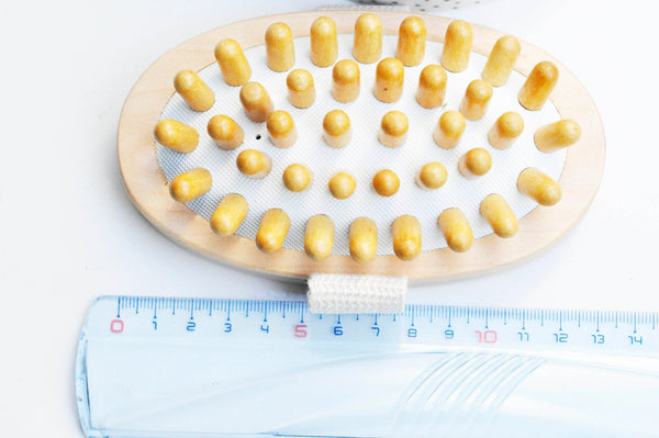 EP Brosse massage bambou naturel, un outil en bois pour massage du corps, accessoire auto-massage anti-cellullite,13cm, x1 G4512