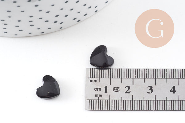 EP-Cabochon coeur obsidienne naturelle 10-12mm, x1 (G4125)