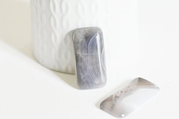 EP Cabochon rectangle agate grise 39mm x1 (G5057)