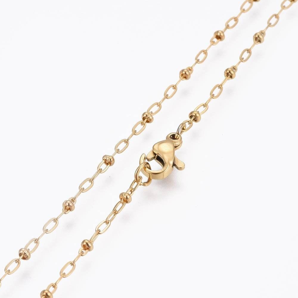 EP Chaine complète acier dorée 14k satellite,extension,chaine collier,sans nickel,chaine complète,2mm,46.2cm, x1 G1920
