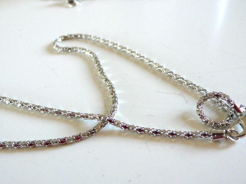 EP Chaine complète fantaisie acier dentelle, chaine collier,chaîne argent, création bijoux,chaine argent,sans nickel, 40cm-G502