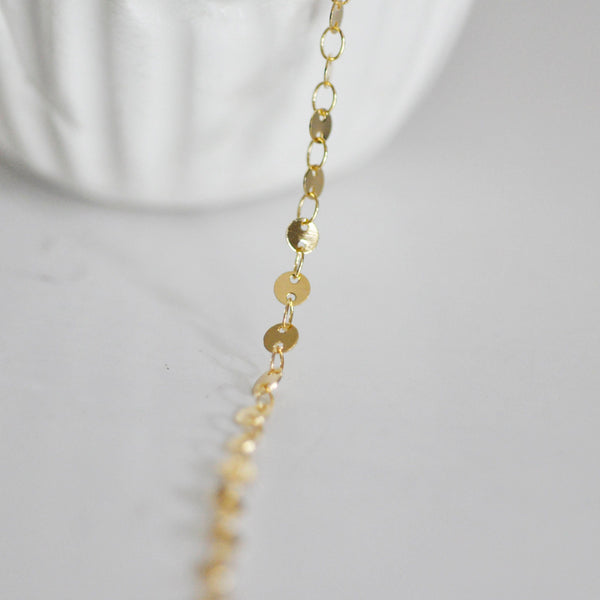 EP Chaine dorée 16 carats pastilles, fournitures créatives, chaine doree,chaine plaquée or, création bijoux, 1 metre,4mm