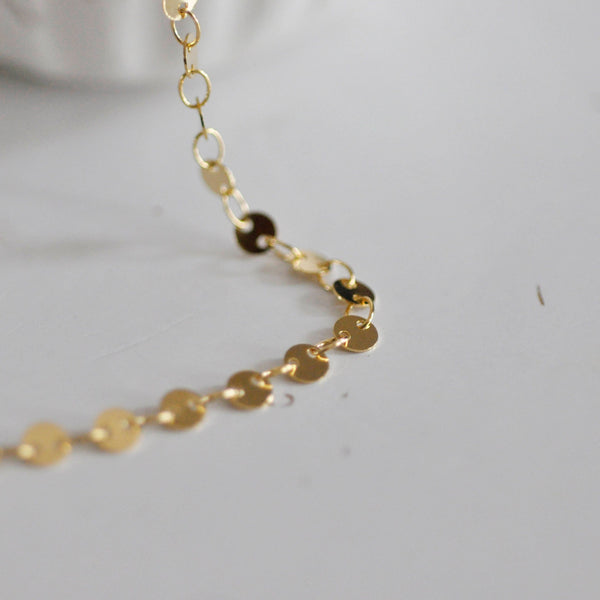 EP Chaine dorée 16 carats pastilles, fournitures créatives, chaine doree,chaine plaquée or, création bijoux, 1 metre,4mm