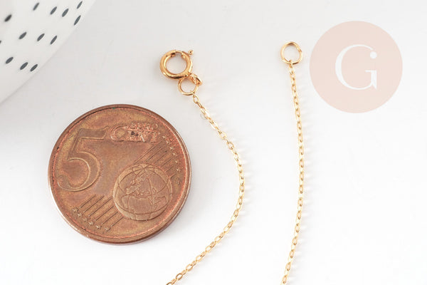 EP Chaine fine dorée gold-filled 14K 1.02mm/45cm, chaine collier avec fermoir création bijoux, x1 (G9238)