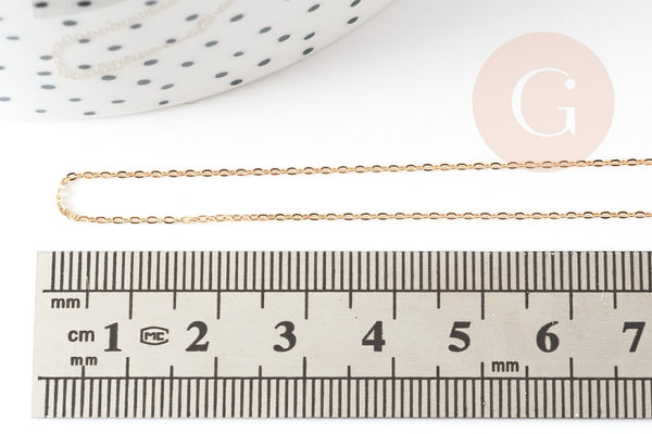 EP Chaine fine dorée gold-filled 14K 1.02mm/45cm, chaine collier avec fermoir création bijoux, x1 (G9238)