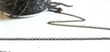 EP Chaine fine metalgun forçat, chaine noire bijou, création bijoux, grossiste chaine,1.5 mm, bobine Complète,92 mètres,G2386