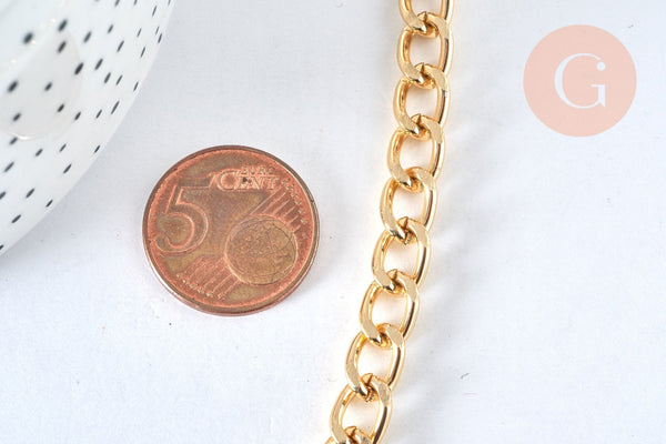 EP Chaine grosse maille gourmette acier dorée 16k 5.5mm, x1 metre (G6853)