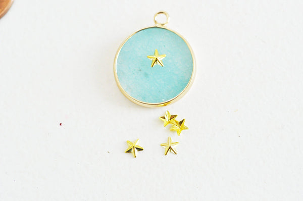 EP Charm à coller imitation Perle nacrée et zamac doré, fournitures à coller pour décorer pierres et bijoux,4-5mm, la boite