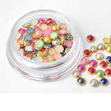 EP Charm à coller imitation Perle nacrée et zamac doré, fournitures à coller pour décorer pierres et bijoux,4-5mm, la boite