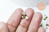 EP-Charm à coller zamac doré abeille émaillée 13.5mm, x 5 (G4752)