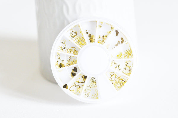 EP Charm à coller zamac doré thème coeur pour décorer pierres et bijoux,4-5mm, boite de 200, x1 G4310