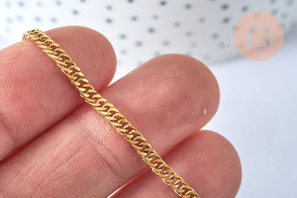 EP Collier avec fermoir acier dorée 14k maille plate 2.8mm/50cm, x1 G1176