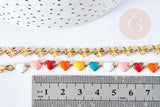 EP-Collier chaine coeur acier doré 304 inoxydable émaillé multicolore 45mm, idée cadeau anniversaire fête des mères femme x1 G8622
