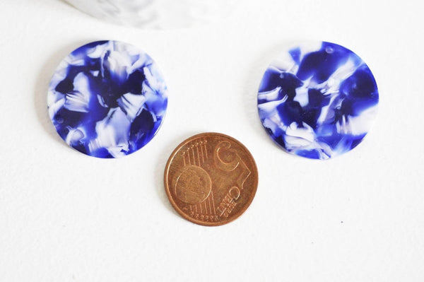 EP Connecteur acetate cercle bleu nuit 2.7cm, x2 G0821