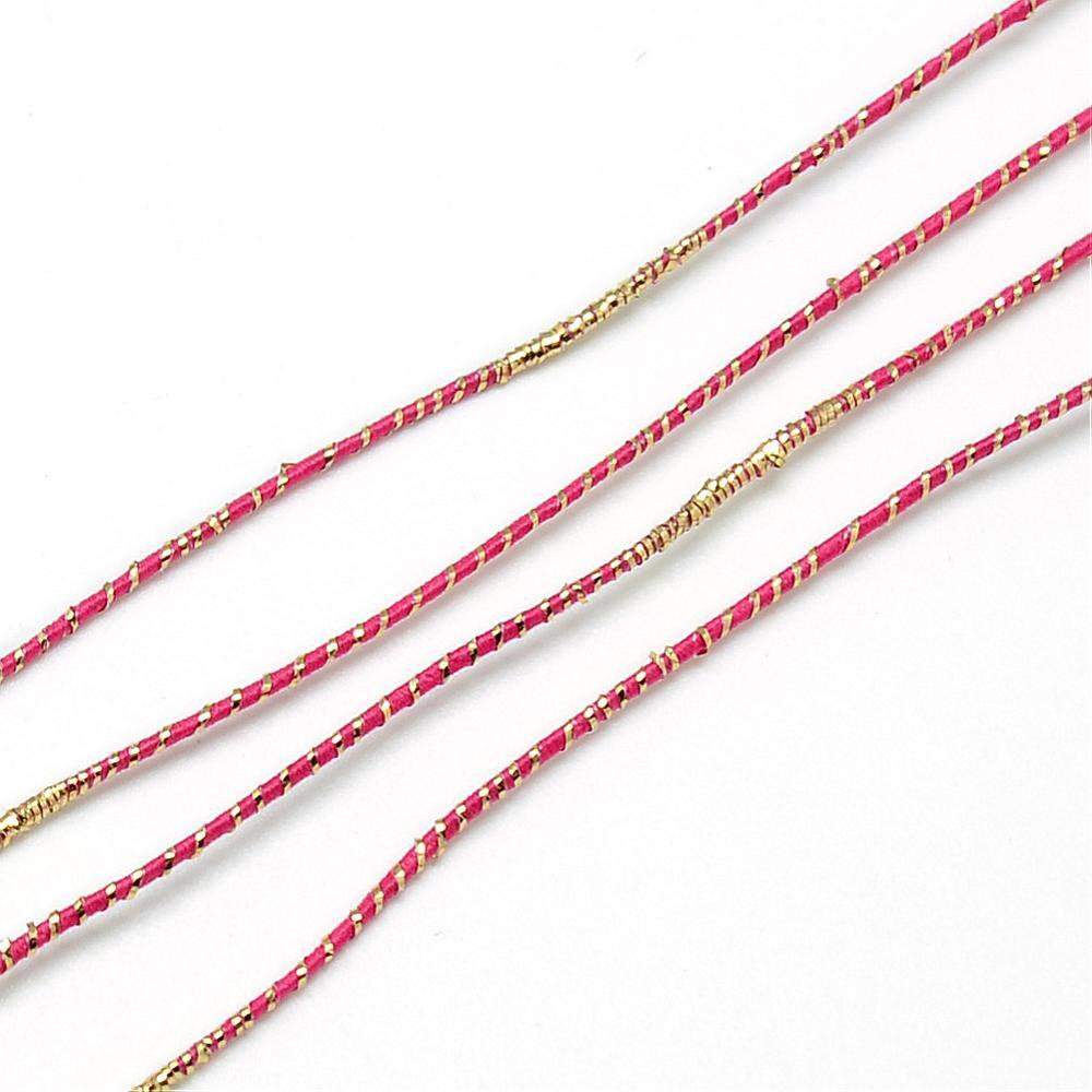 EP Cordon rose foncé or, fabrication bijoux,création bijoux,ruban mariage,fourniture créative, scrapbooking, 1.5mm, longueur 1 mètre-G1170