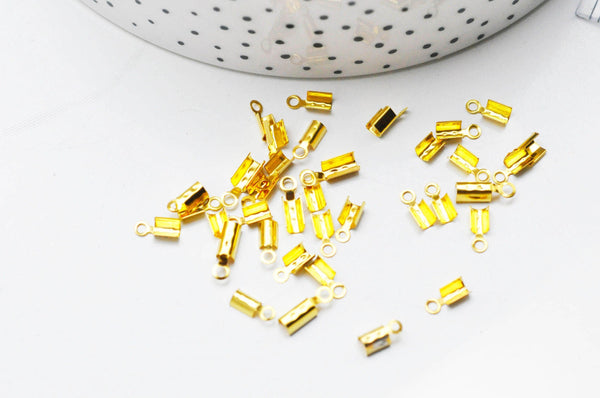 EP Embouts corde métal doré pincer,fournitures créatives,fournitures dorées,création bijoux,finition ruban,finition chaine,x 50, 8mm G4768