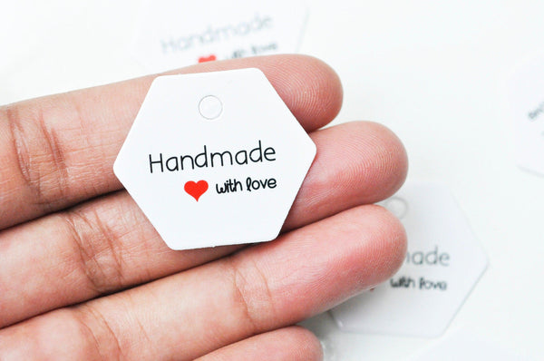 EP-Etiquette kraft fait main avec amour préparation paquet cadeau, emballage cadeau,sachet mariage, 30x35mm, x20 G4148