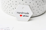 EP-Etiquette kraft fait main avec amour préparation paquet cadeau, emballage cadeau,sachet mariage, 30x35mm, x20 G4148
