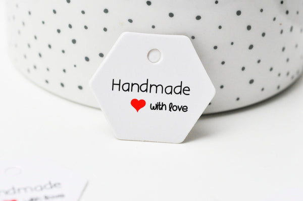 EP-Etiquette kraft fait main avec amour préparation paquet cadeau, emballage cadeau,sachet mariage, 30x35mm, x20 G4148