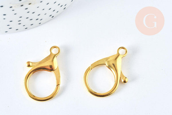 Fermoir grand mousqueton perroquet laiton doré 34.5mm, x1 (G6894)