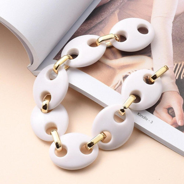 EP-Grosse Chaine ovale acrylique et CCB blanche acétate 43mm, x1 mètre G4644