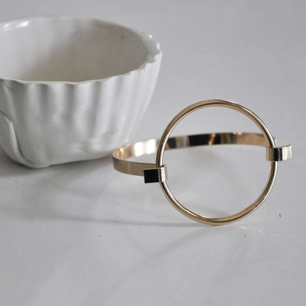 EP Manchette jonc minimaliste or rose, fournitures créatives, bracelet or rose, création bijoux, bijou géométrique, 50mm